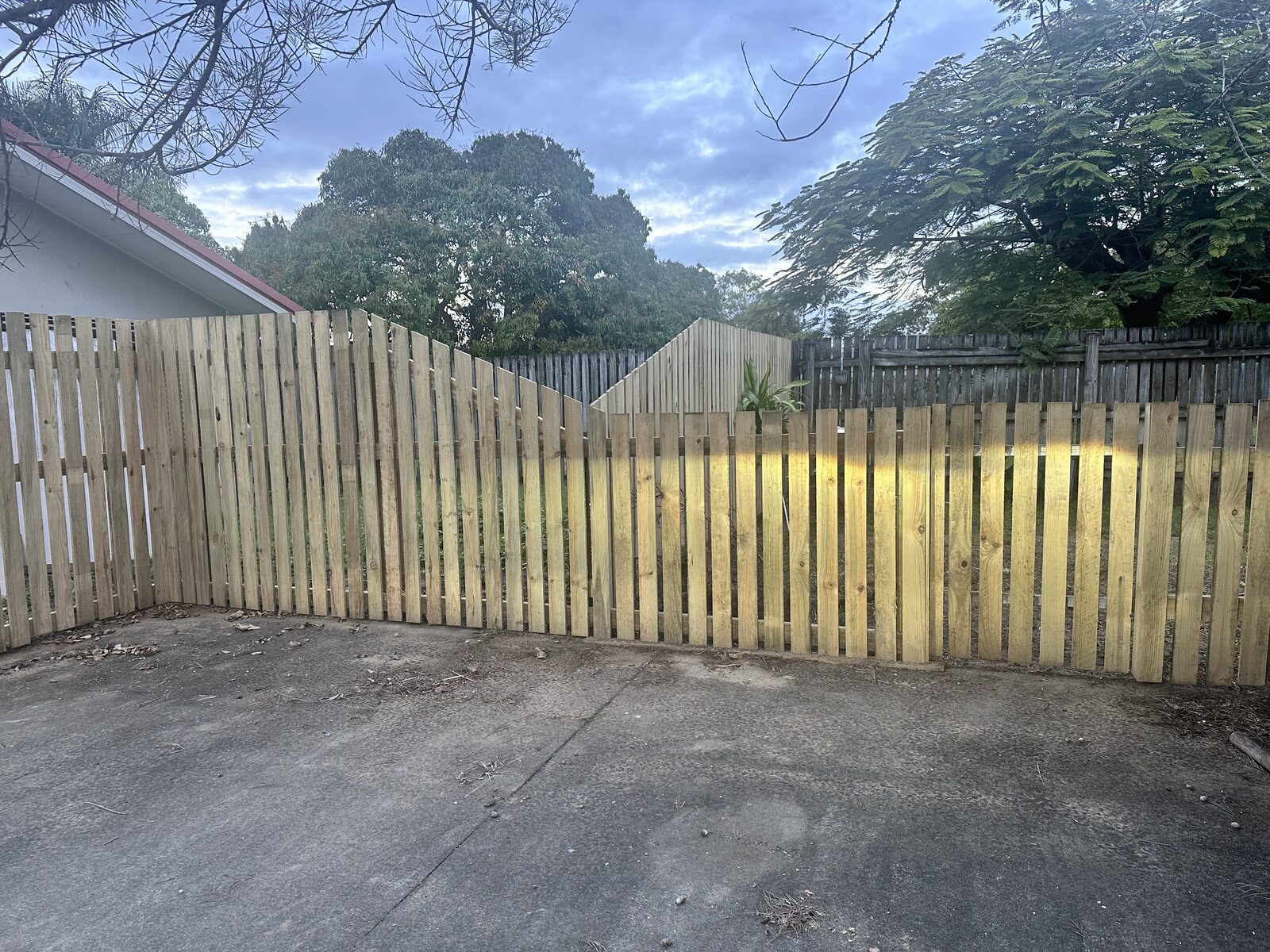 New timber paling fence and gate built by CJM Outdoor Solutions in Mackay